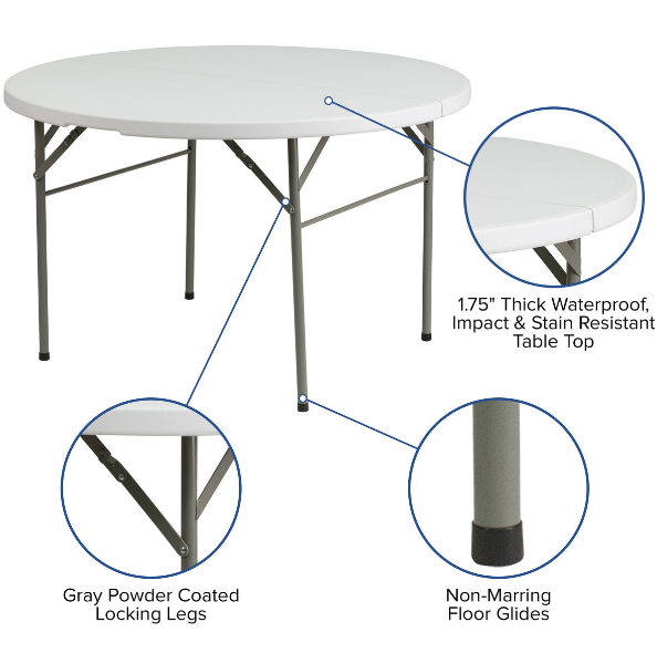 6ft Plastic Round Folding Tables