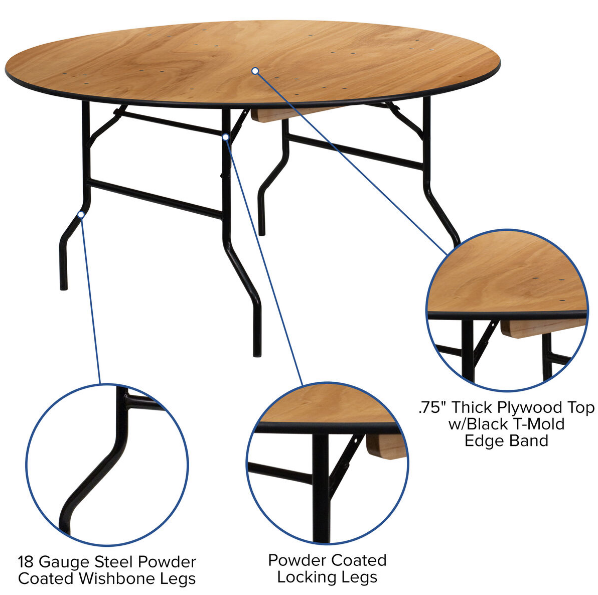 Wooden Round Folding  Tables