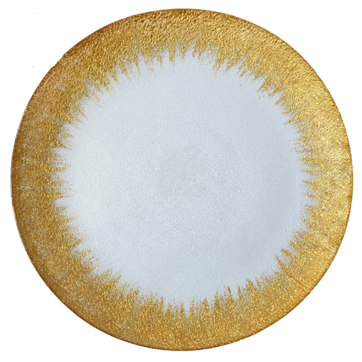 Gold Decoration Glass Charger Plate